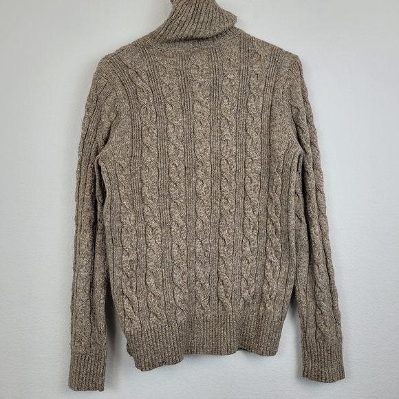 Express brown turtleneck cable knit wool sweater - Picture 7 of 8